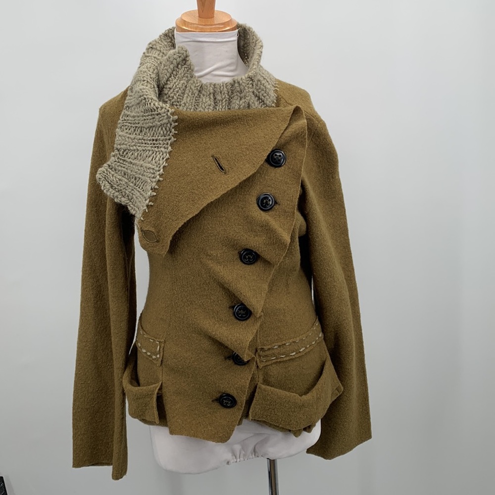 Anthropologie by Gro Abrahamsson Boiled Wool Shawl Collar Jacket Size 40/US sz M